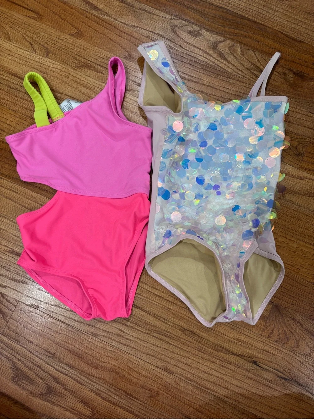 Girls' Pink & Sequin One-Piece Swimsuit Set Sz 6
